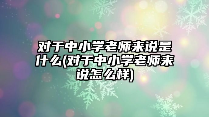 對于中小學老師來說是什么(對于中小學老師來說怎么樣)