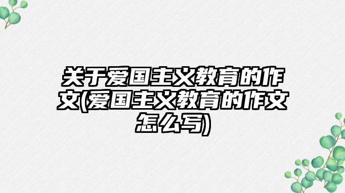 關(guān)于愛(ài)國(guó)主義教育的作文(愛(ài)國(guó)主義教育的作文怎么寫(xiě))