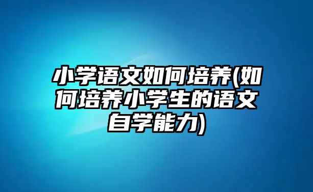 小學(xué)語文如何培養(yǎng)(如何培養(yǎng)小學(xué)生的語文自學(xué)能力)