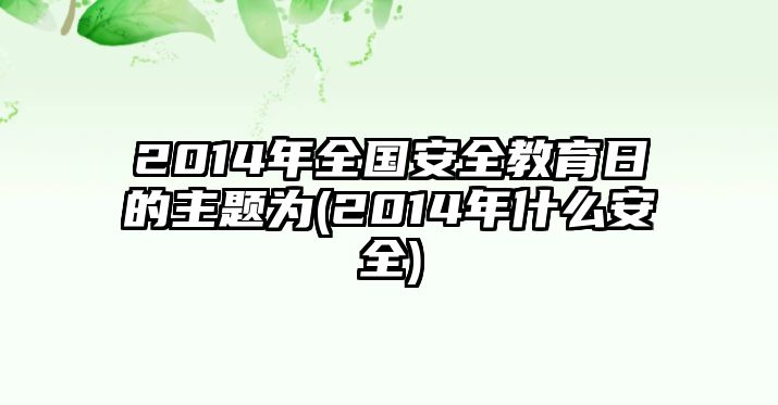 2014年全國安全教育日的主題為(2014年什么安全)