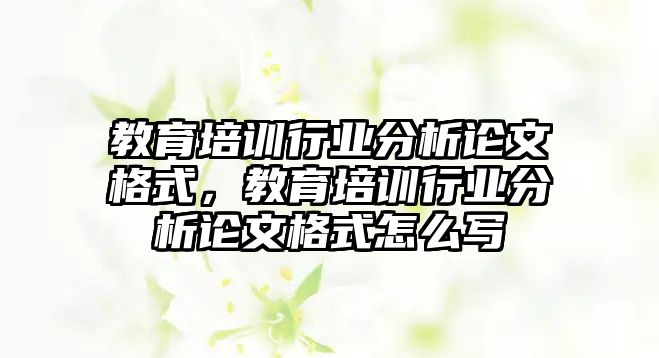 教育培訓行業(yè)分析論文格式，教育培訓行業(yè)分析論文格式怎么寫