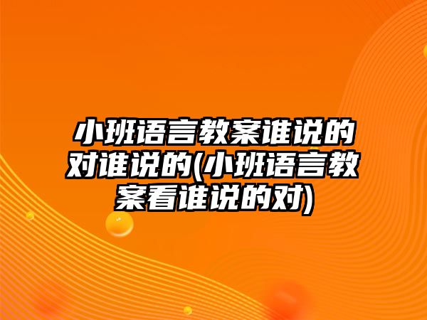 小班語言教案誰說的對誰說的(小班語言教案看誰說的對)