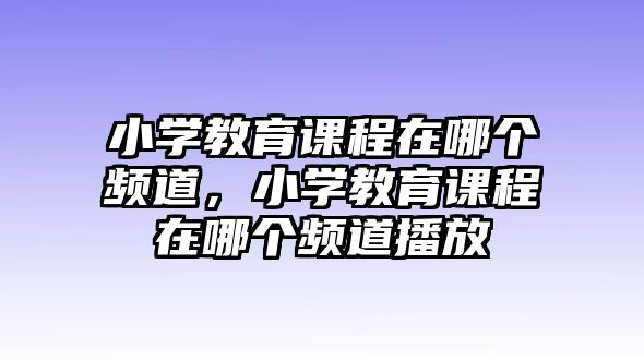 小學(xué)教育課程在哪個頻道，小學(xué)教育課程在哪個頻道播放