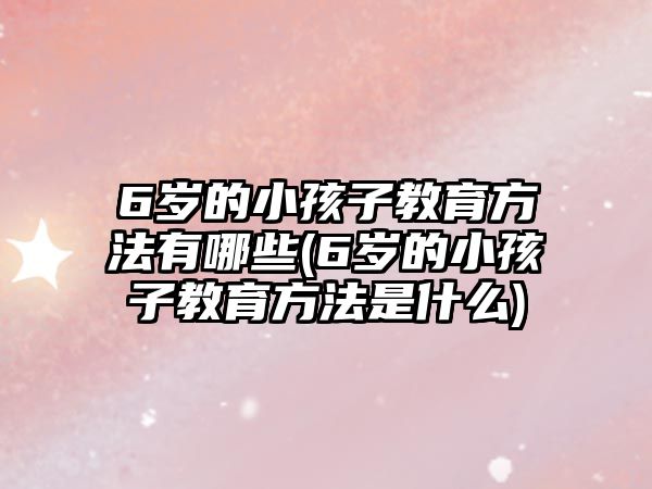 6歲的小孩子教育方法有哪些(6歲的小孩子教育方法是什么)