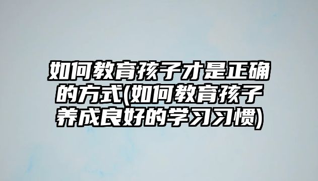 如何教育孩子才是正確的方式(如何教育孩子養(yǎng)成良好的學(xué)習(xí)習(xí)慣)