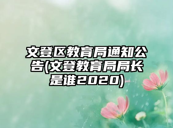 文登區(qū)教育局通知公告(文登教育局局長是誰2020)