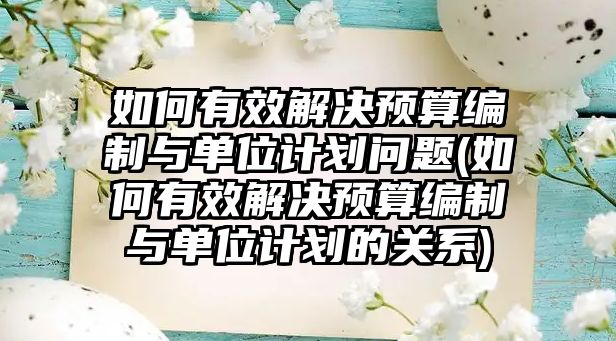 如何有效解決預算編制與單位計劃問題(如何有效解決預算編制與單位計劃的關系)