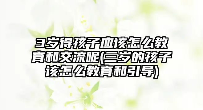 3歲得孩子應(yīng)該怎么教育和交流呢(三歲的孩子該怎么教育和引導(dǎo))