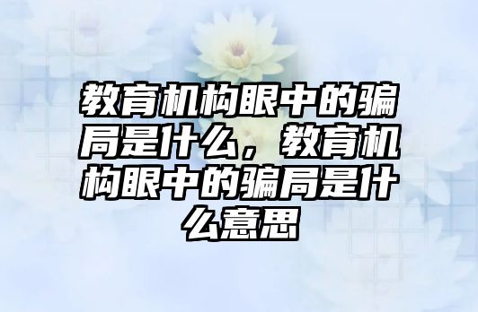 教育機構(gòu)眼中的騙局是什么，教育機構(gòu)眼中的騙局是什么意思