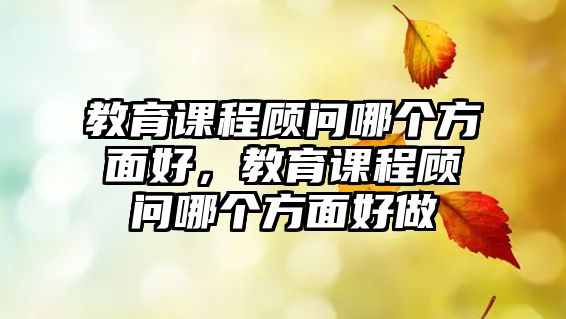 教育課程顧問哪個方面好，教育課程顧問哪個方面好做