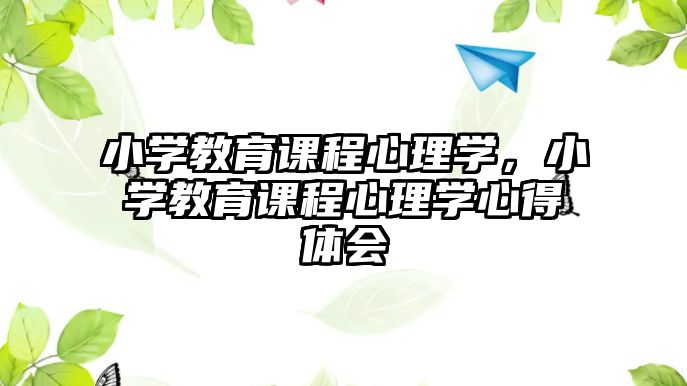 小學(xué)教育課程心理學(xué)，小學(xué)教育課程心理學(xué)心得體會(huì)