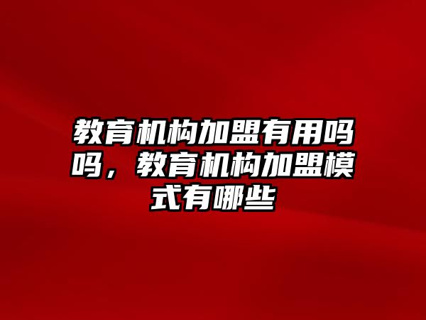 教育機構(gòu)加盟有用嗎嗎，教育機構(gòu)加盟模式有哪些