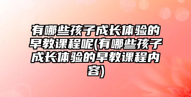 有哪些孩子成長(zhǎng)體驗(yàn)的早教課程呢(有哪些孩子成長(zhǎng)體驗(yàn)的早教課程內(nèi)容)