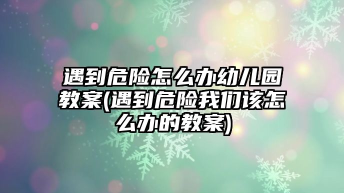 遇到危險怎么辦幼兒園教案(遇到危險我們該怎么辦的教案)