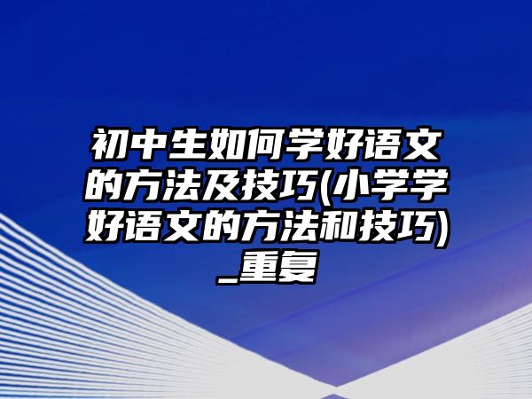 初中生如何學(xué)好語文的方法及技巧(小學(xué)學(xué)好語文的方法和技巧)_重復(fù)