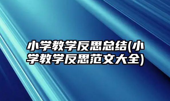 小學教學反思總結(jié)(小學教學反思范文大全)