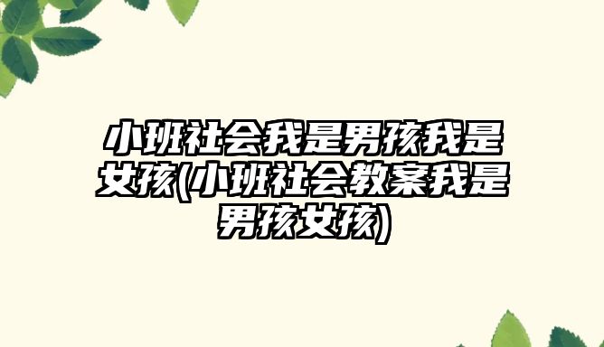 小班社會我是男孩我是女孩(小班社會教案我是男孩女孩)