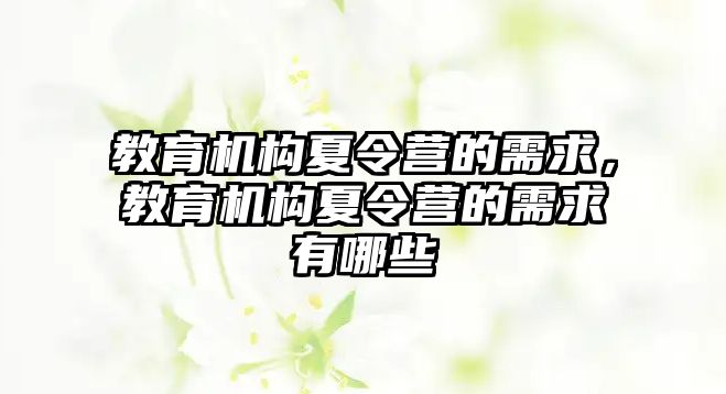 教育機構(gòu)夏令營的需求，教育機構(gòu)夏令營的需求有哪些