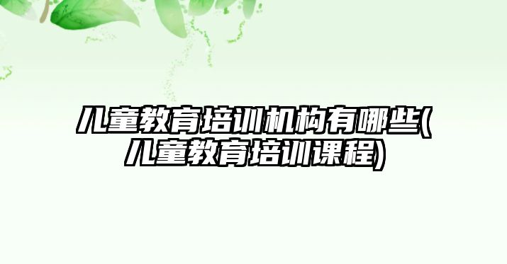 兒童教育培訓(xùn)機(jī)構(gòu)有哪些(兒童教育培訓(xùn)課程)