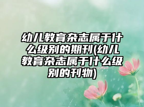 幼兒教育雜志屬于什么級別的期刊(幼兒教育雜志屬于什么級別的刊物)