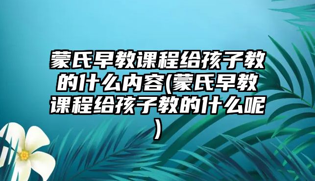 蒙氏早教課程給孩子教的什么內(nèi)容(蒙氏早教課程給孩子教的什么呢)