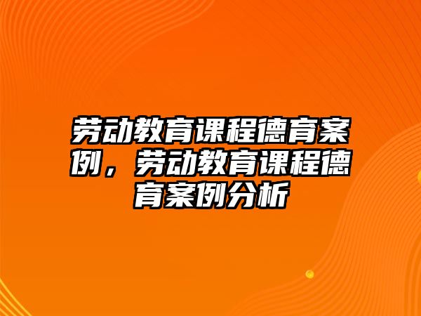 勞動教育課程德育案例，勞動教育課程德育案例分析