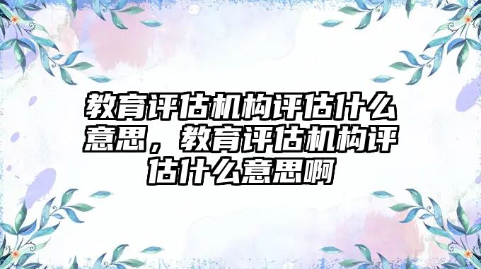 教育評估機構(gòu)評估什么意思，教育評估機構(gòu)評估什么意思啊