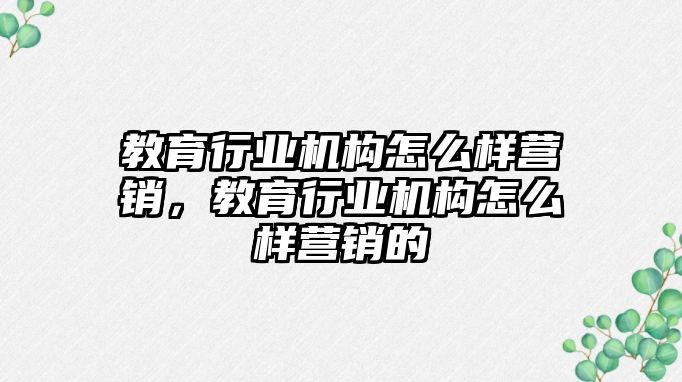 教育行業(yè)機(jī)構(gòu)怎么樣營銷，教育行業(yè)機(jī)構(gòu)怎么樣營銷的