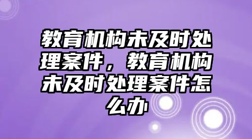 教育機(jī)構(gòu)未及時(shí)處理案件，教育機(jī)構(gòu)未及時(shí)處理案件怎么辦