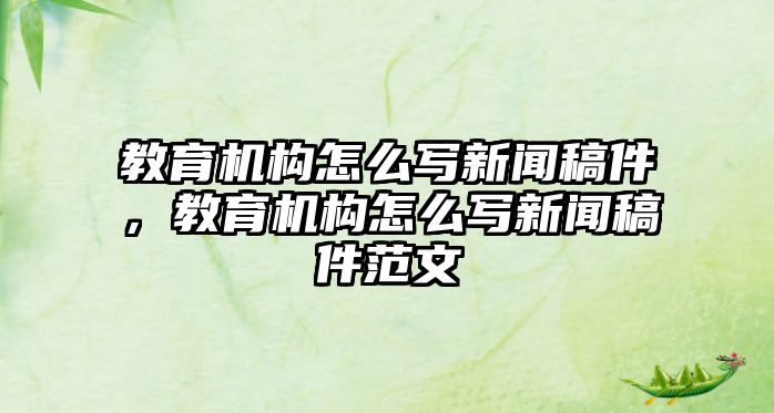 教育機構(gòu)怎么寫新聞稿件，教育機構(gòu)怎么寫新聞稿件范文