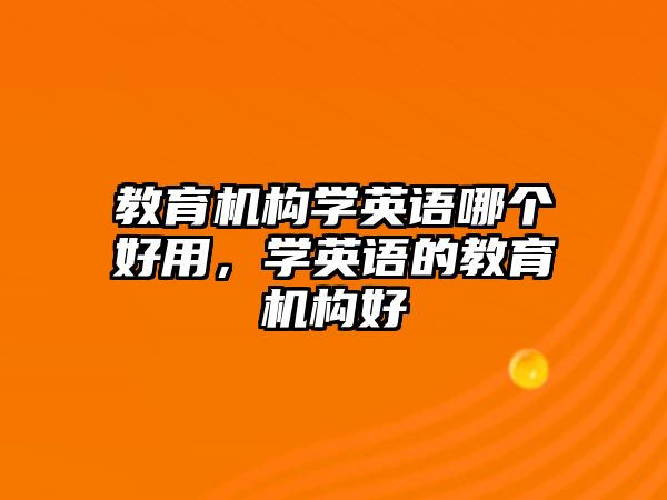 教育機(jī)構(gòu)學(xué)英語(yǔ)哪個(gè)好用，學(xué)英語(yǔ)的教育機(jī)構(gòu)好