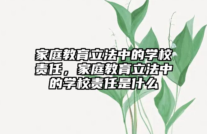 家庭教育立法中的學(xué)校責(zé)任，家庭教育立法中的學(xué)校責(zé)任是什么