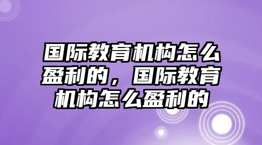 國際教育機(jī)構(gòu)怎么盈利的，國際教育機(jī)構(gòu)怎么盈利的